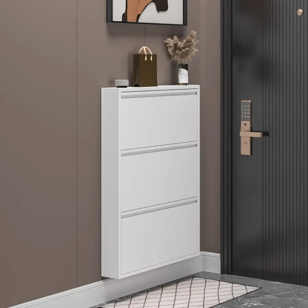 2025 new 15cm home door large capacity Nordic simple metal extremely narrow home tipping bucket cabinet shoe cabinet