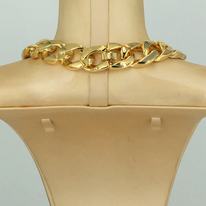 Big Thick Chain Italian Dubai Gold Plated Jewelry Sets For Women Daily Wear FHK13543