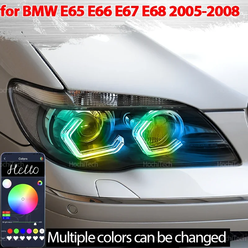 

For BMW 7 Series E65 E66 E67 E68 Alpina B7 2001-2008 Playable Multi Colors Light LED Angel Eyes Rings Kit with APP control DRL