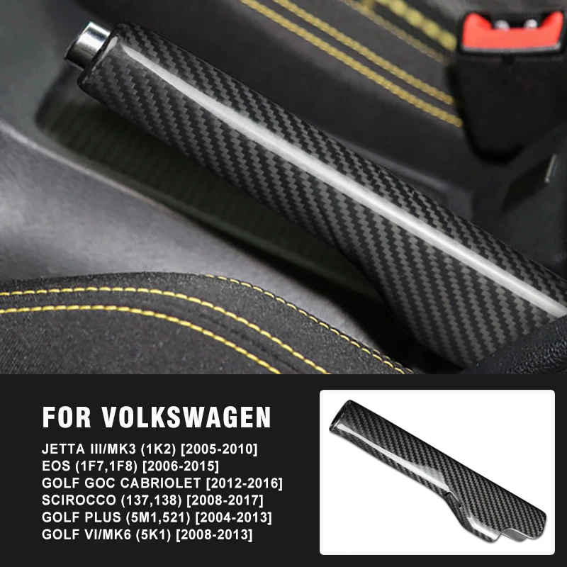 For Volkswagen Jetta MK3 Golf 6 MK6 EOS Scirocco Accessories Real Carbon Fiber Handbrake Cover Hand Parking Brake Handle Replace