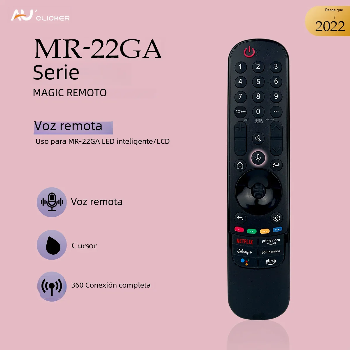 AN-MR22GA AKB 76039902 Mando a distancia Magic TV de repuesto con micrófono para OLED65C2PUB 65 C2 Series 4K Smart OLED TV (2022)