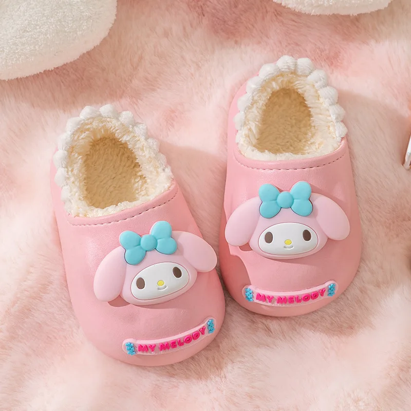 سانريو فتاة سينامورول Kawaii موضة الشتاء نعال من القطن طالب الكرتون الصوف مبطن الدفء الطفل النعال نمط جديد #6