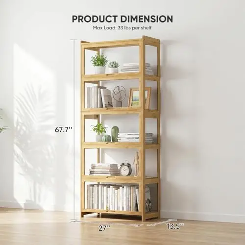 Display Case Cabinet, 5-Tier Curio Cabinet for Collectibles | Storage Cabinet, Bookcase with Door, Toy Organizers Rack