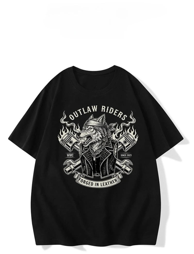 Nova marca da moda Lucky wheel impressa camisetas de manga curta para verão outono e inverno puro algodão na moda roupas masculinas e femininas