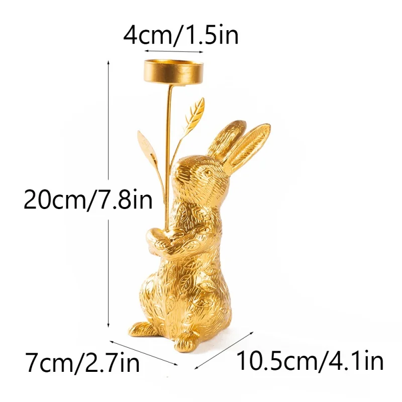Creative Home Decor Easter Rabbit Candlestick Small Ornament Desktop Candlestick Resin Craft Decoration Gift Ornament