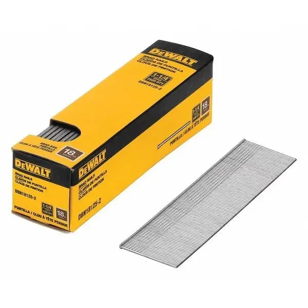 Collated Brad Nail, 1-1/4 in L, 18 ga, Coated, Flat Head, Straight, 2500 PK