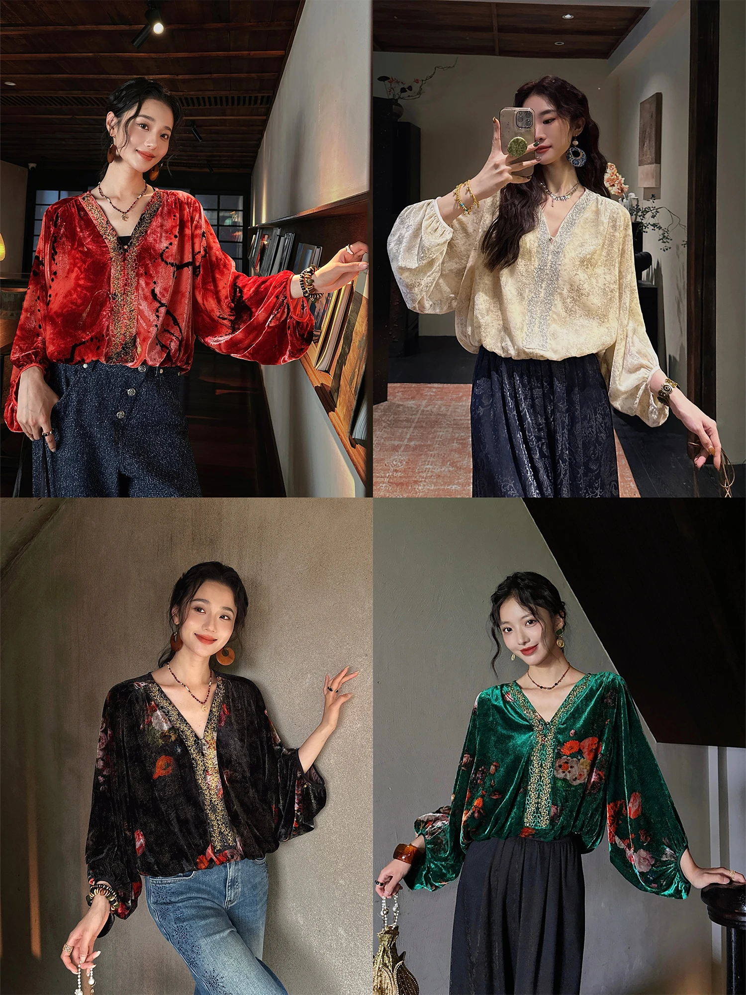 

Sanji Bla Flower New Chinese Sle Velvet ibori irt Women's High End Small Capitalized Top Trendy Outerwear