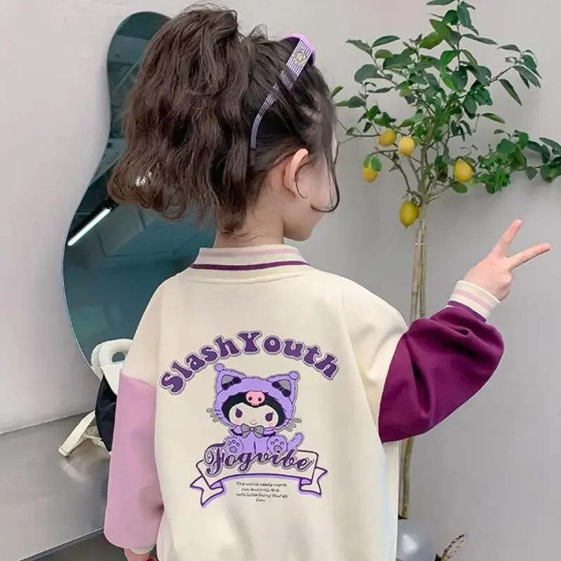 

Kawaii Cartoon Girls Baseball Uniform My Melody Kuromi Spring Autumn New Anime Sanrio Versatile Long Sleeved Jacket Fashionable