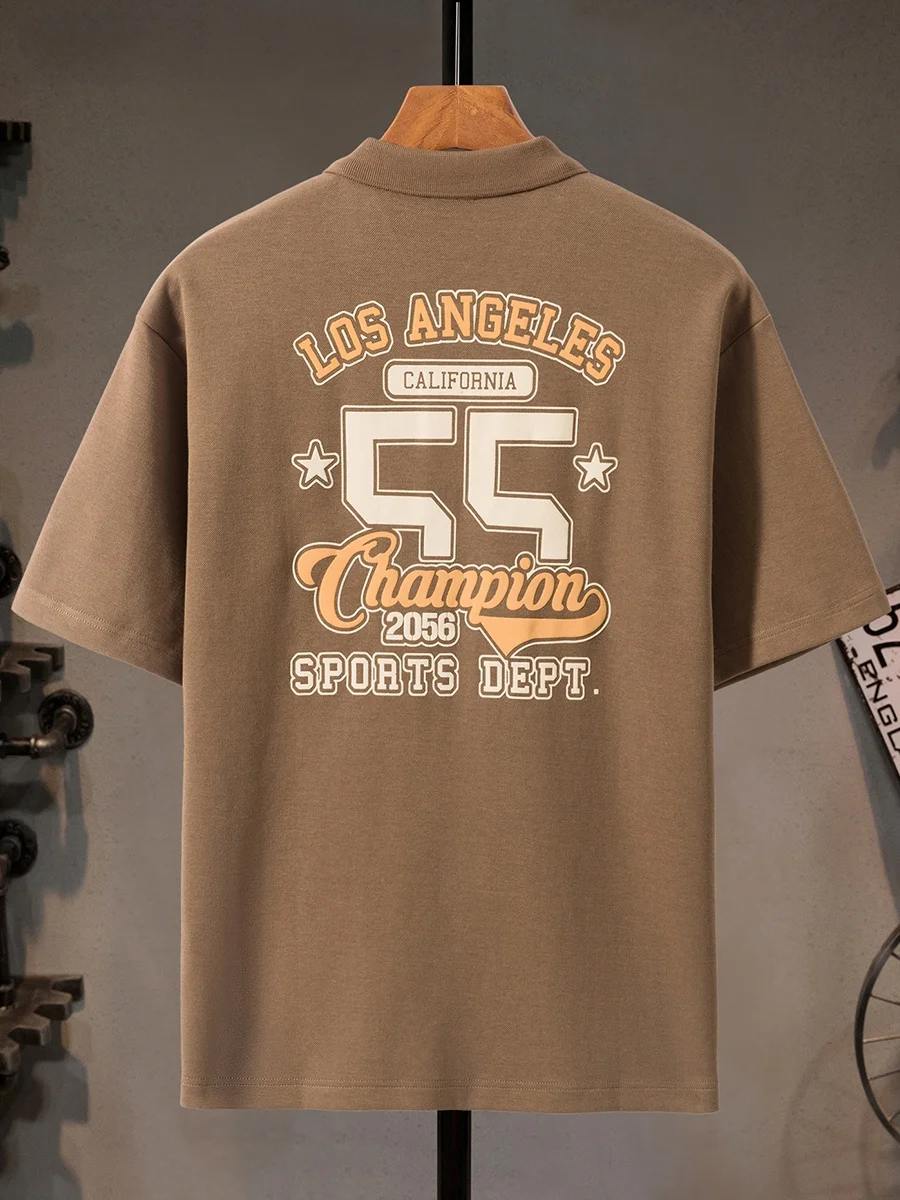 

Летняя повседневная свободная дышащая мужская футболка с принтом, модная городская футболка из смеси хлопка и полиэстера