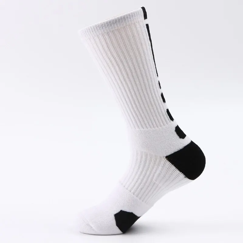 2 Pairs Mens High-Top Towel Bottom Athletic Socks Terry Thickened Non-Slip Basketball Socks Knee High Socks