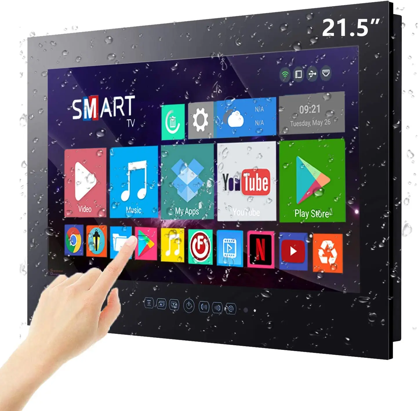 

Haocrown 22 Inch Smart Touch Screen Bathroom TV Black, IP66 Waterproof Android 11 Television Full HD 1080P Wi-Fi Bluetooth 2022