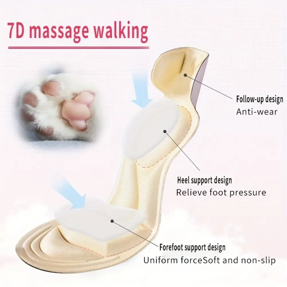 1 paio di solette antiscivolo in Memory Foam traspirante Comfort e supporto per i tacchi alti cuscinetti per scarpe da massaggio per la cura dei piedi