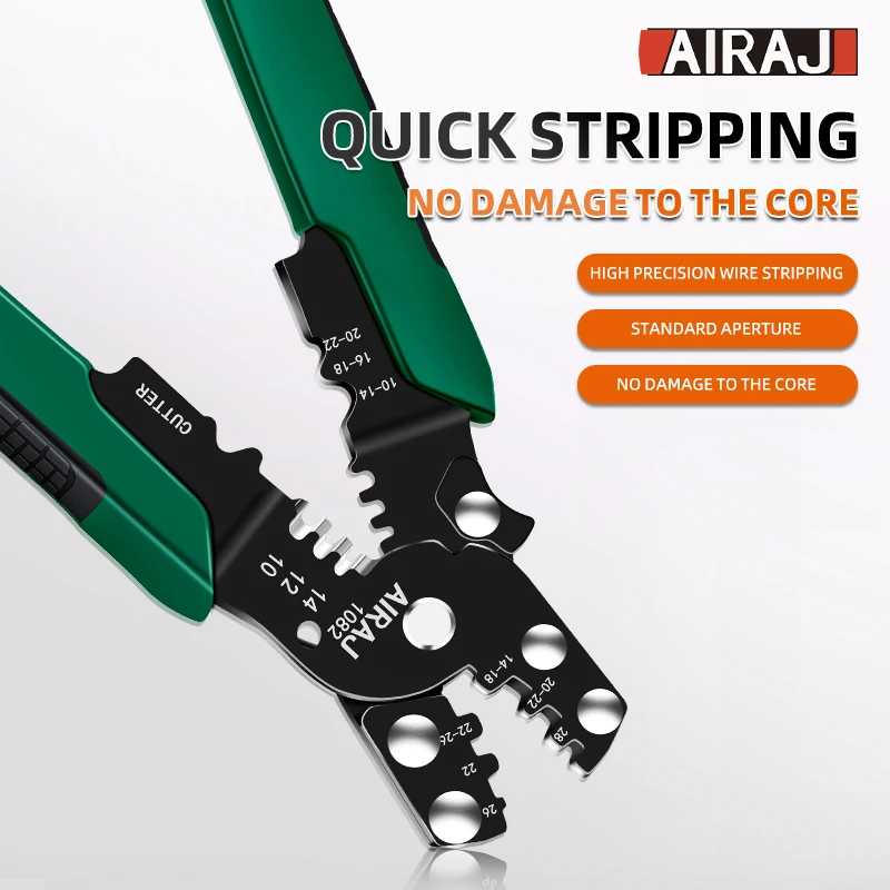 AIRAJ Professional Electrician Wire Tool Cable Wire Stripper Cutter Crimper Automatic Crimping Stripping Plier