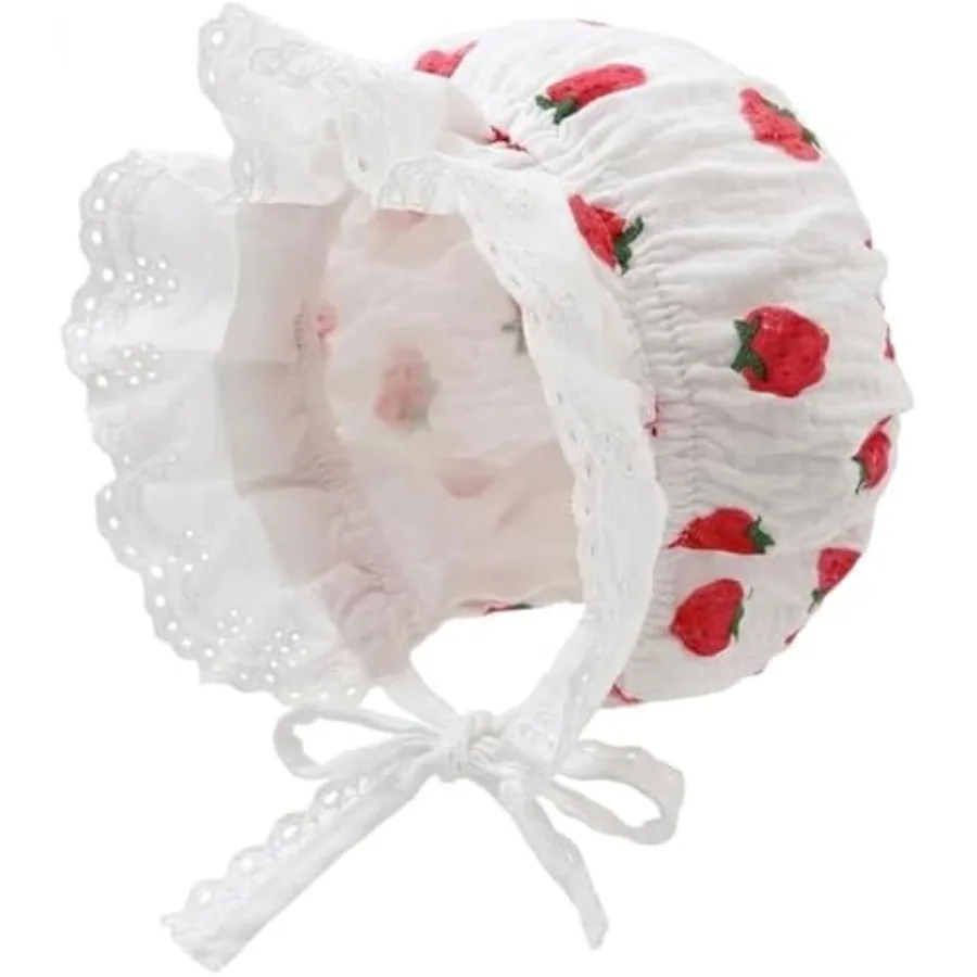 Baby Girl Boy Lace Cotton Bonnet Soft Warm Cap Breathable Eyelet Beanie Sun Protection Hat for Newborn Infant Toddler