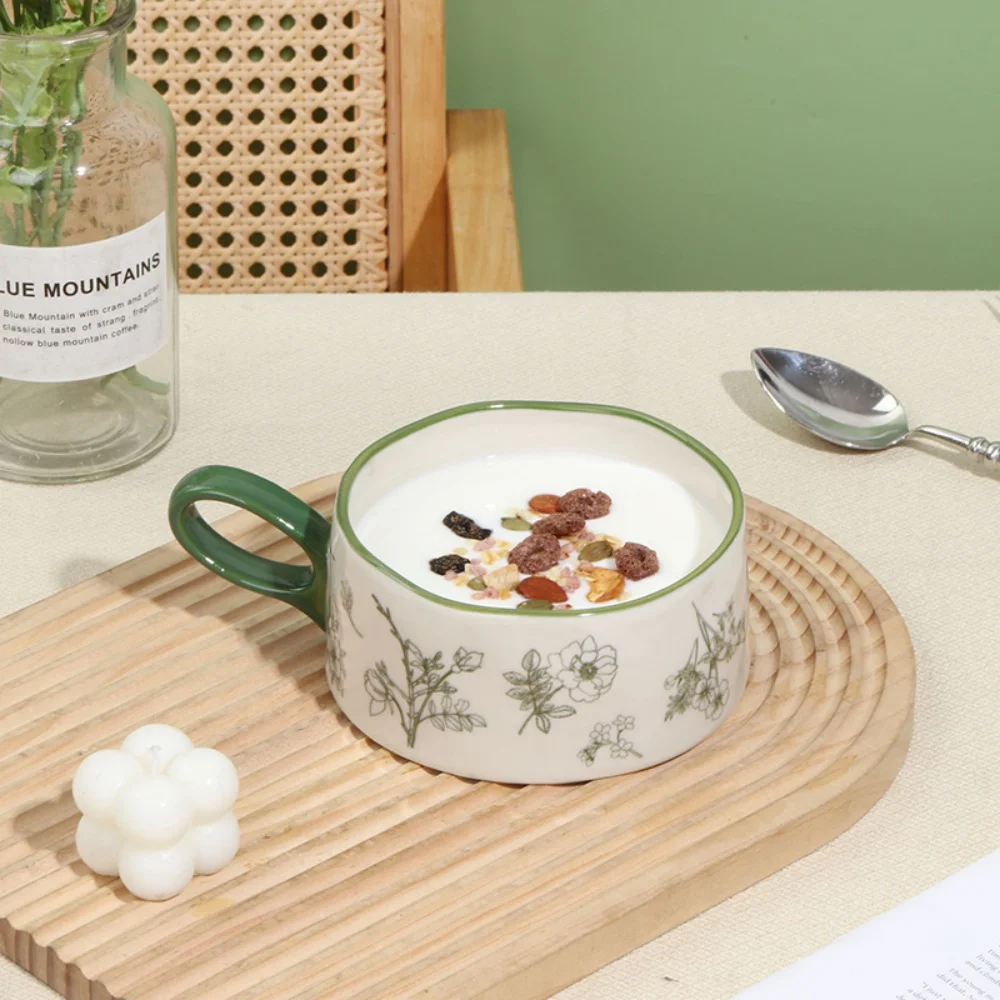 

SOLECASA Ceramic Breakfast Cup Vintage Floral Pattern Large Capacity Coffee Cup Home Office Mug Juice Tea Cup Gift Drinkware