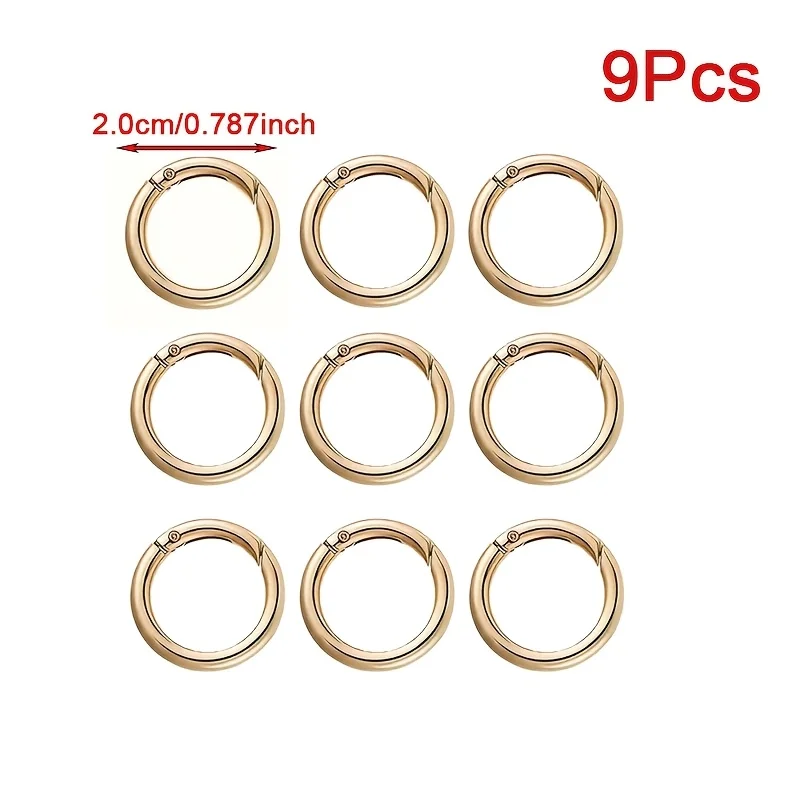 

9 Inch Multi-Color Metal O-Ring Snap Clips, Openable Circular Backpack Connectors, Key Chain Snap Hooks