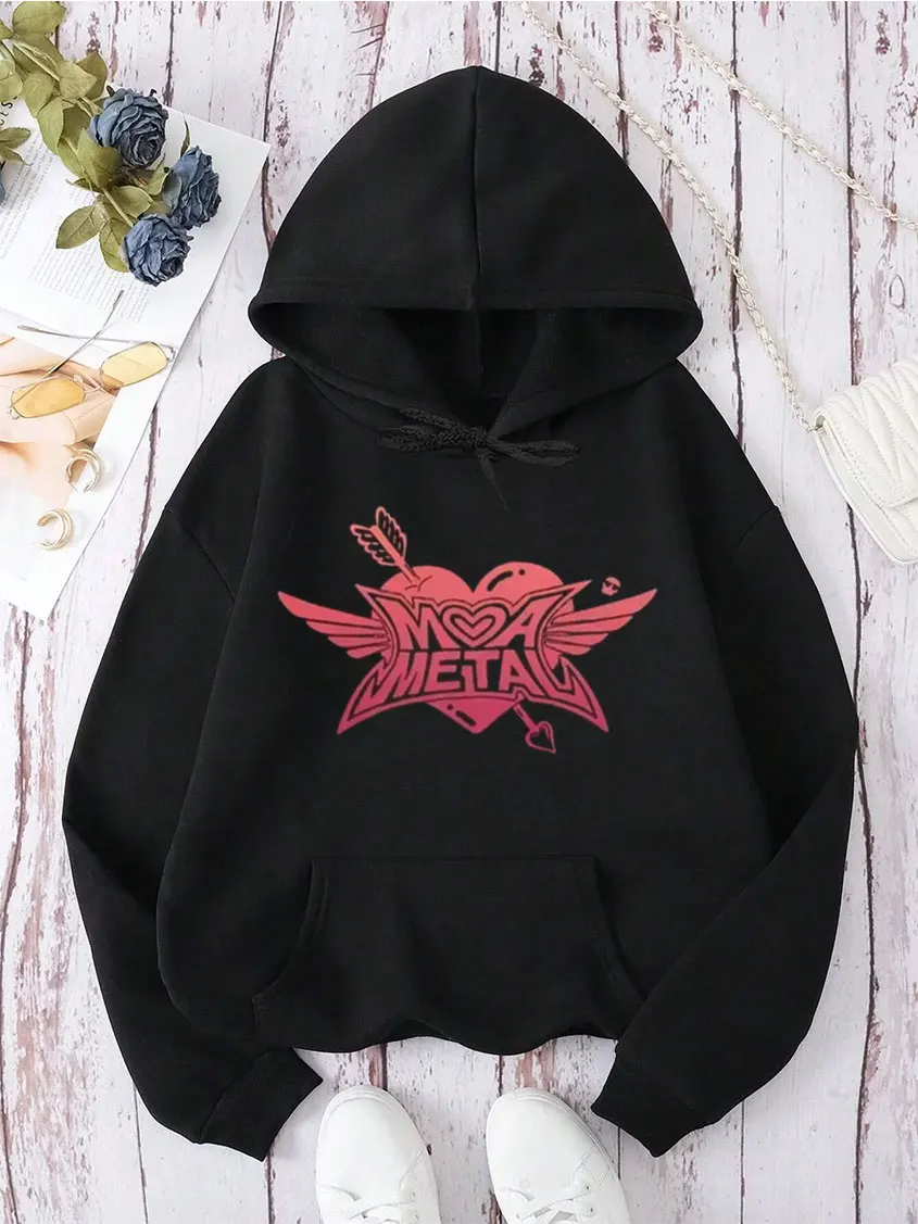 

Graphic Sweatshirts Japanese Women's Metal Band Idol Graphic Harajuku Casual Fashion Y2K Woman Autumn Clothing