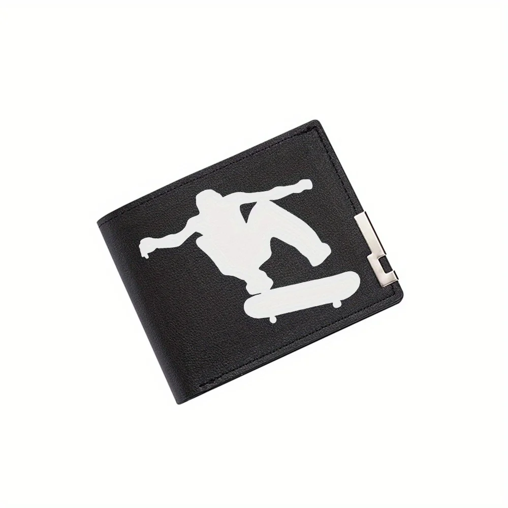 

Skateboarder in action silhouette white Men's Wallet Printing Design Simple Modern Stylish Business Father's Boyfriend's Christm