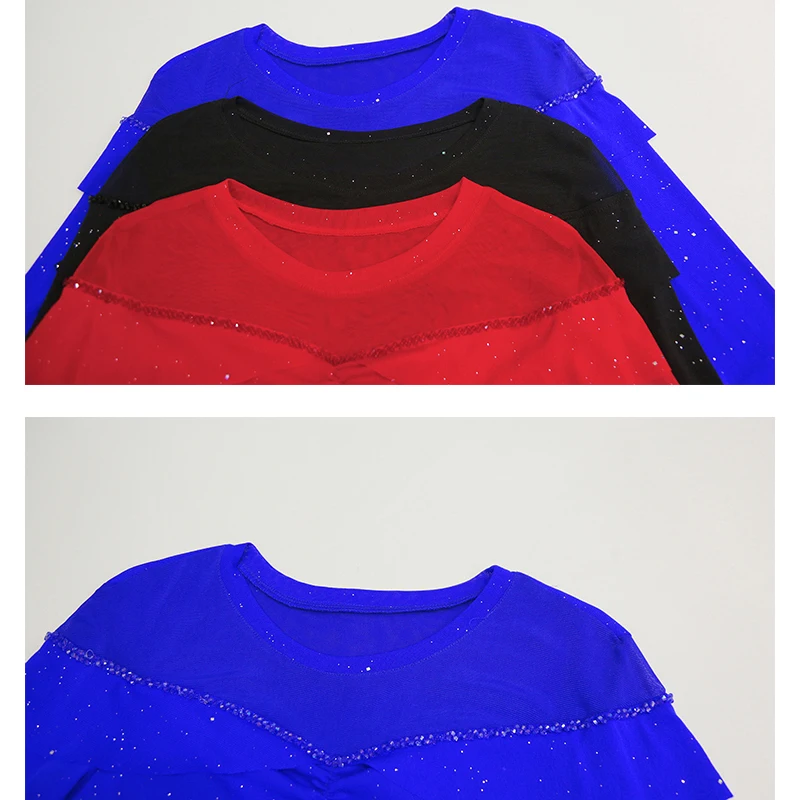 MadBlack-Women's European T-Shirt, Sexy O Neck Beading Top, Streetwear Long Sleeve Slim Mesh Patchwork Tee, Fall Winter T4N405CC image 6
