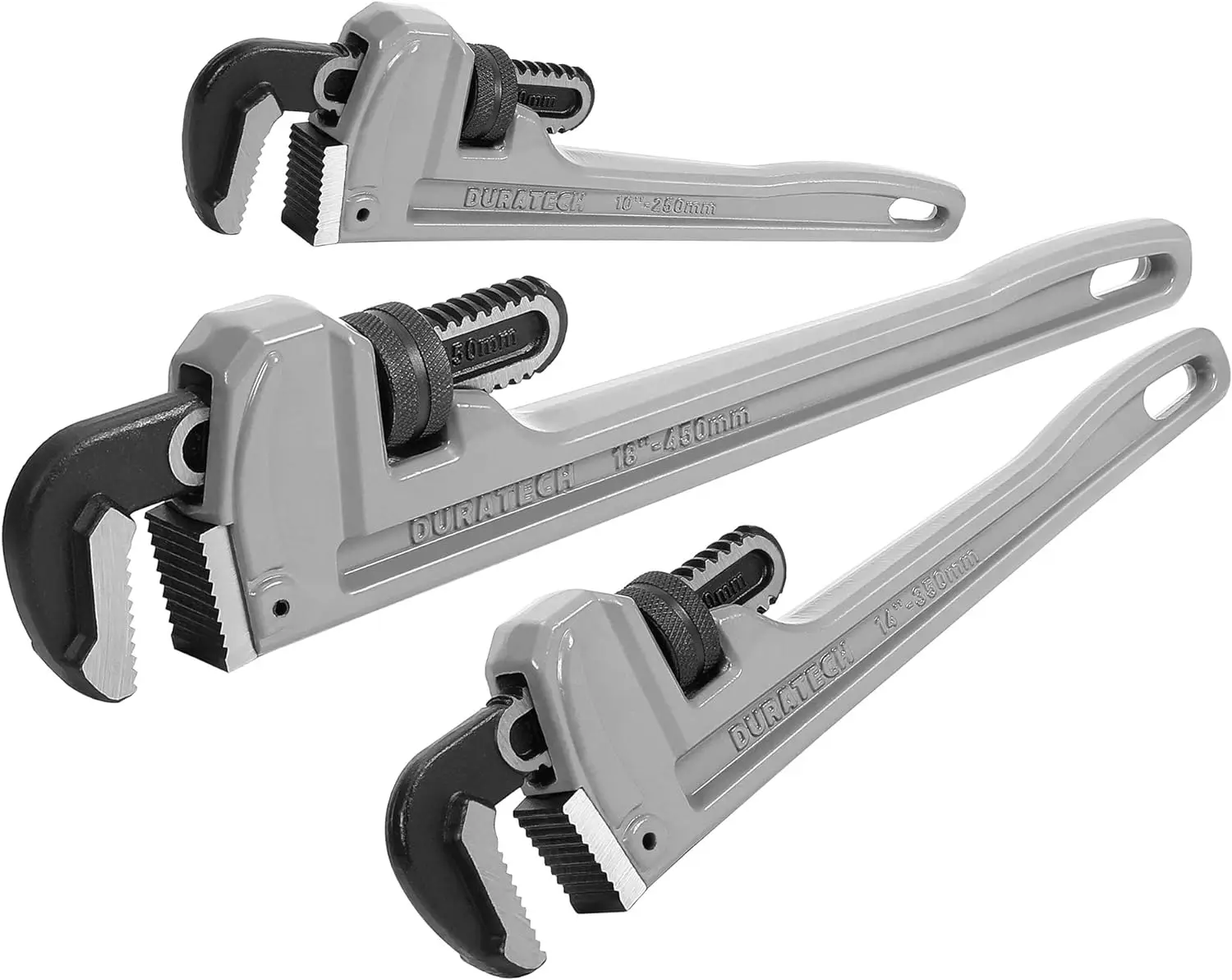 

3-Piece Heavy Duty Aluminum Straight Pipe Wrench Set, 10", 14", 18", Adjustable Plumbing Wrench Set, Drop Forged, Exceed GGG