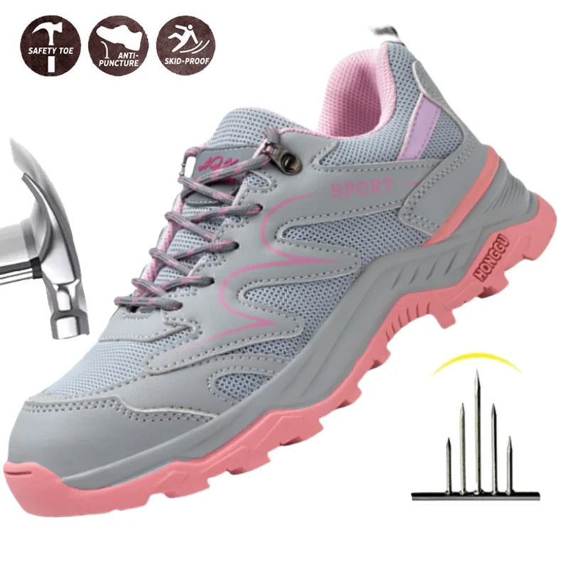 

Steel Toe Indestructible Safety Shoes Anti-puncture Women Protective Safety Shoes Anti-smash Lightweight Breathable Sneakers