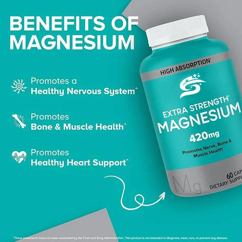 

Magnesium Capsules, High Absorption Magnesium Supplements, Strength, Bone And Muscle Supplements