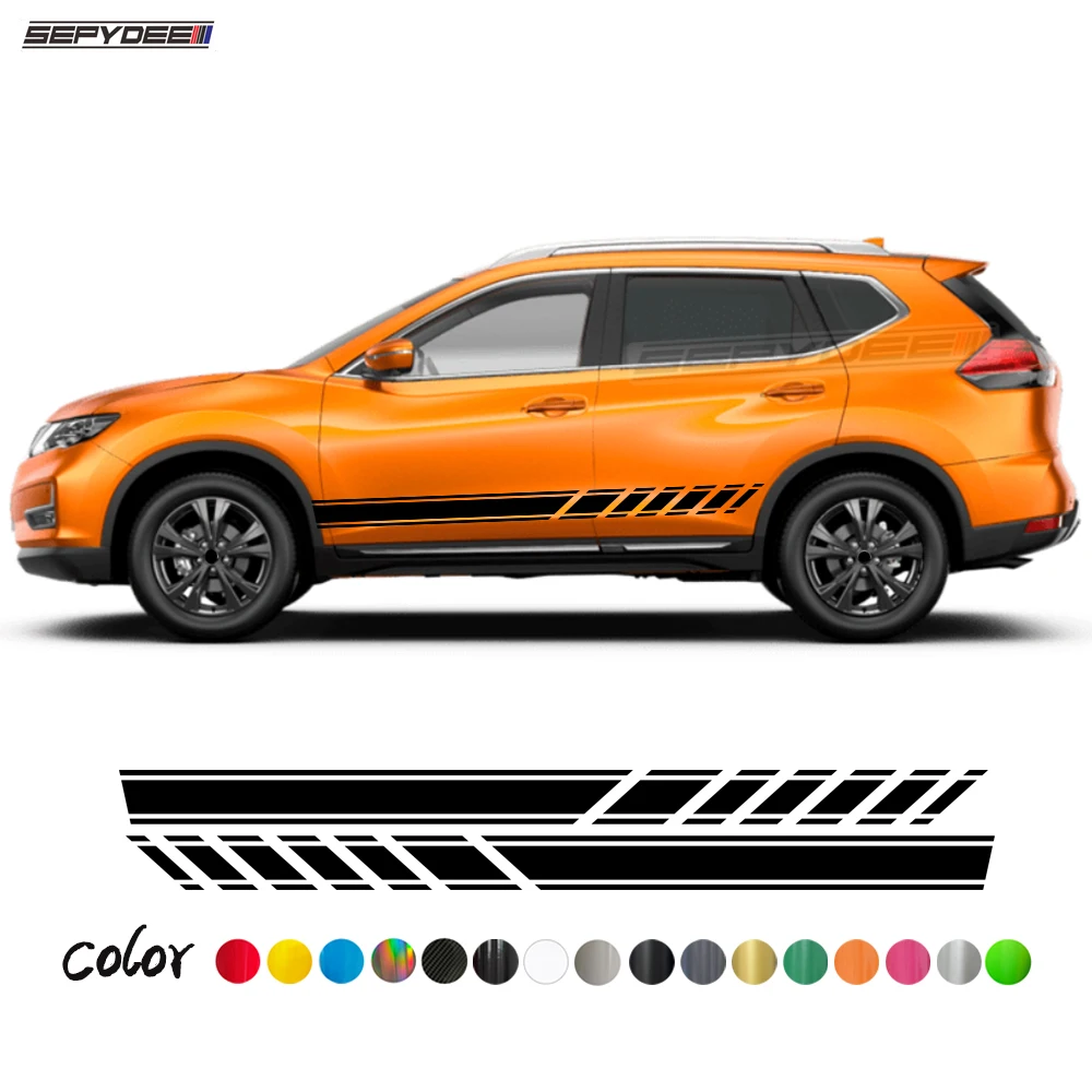 

2Pcs Car Styling Door Side Skirt Stickers for Nissan X-Trail T30 T31 Auto Body Stripe Kits Vinyl Film Decals Car Accessories