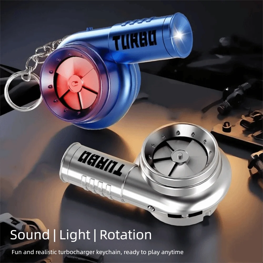 With Sound Turbo Key Chain Light Torch Car Keyring Turbocharging Pendant Plastic Glowing Simulation Turbo Christma Gifts