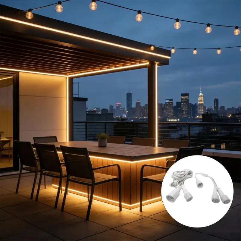 

R9UF Водонепроницаемый удлинитель 4,9 м Удлинитель для наружного освещения с 3-контактной защитной вилкой Y-образный разъем для