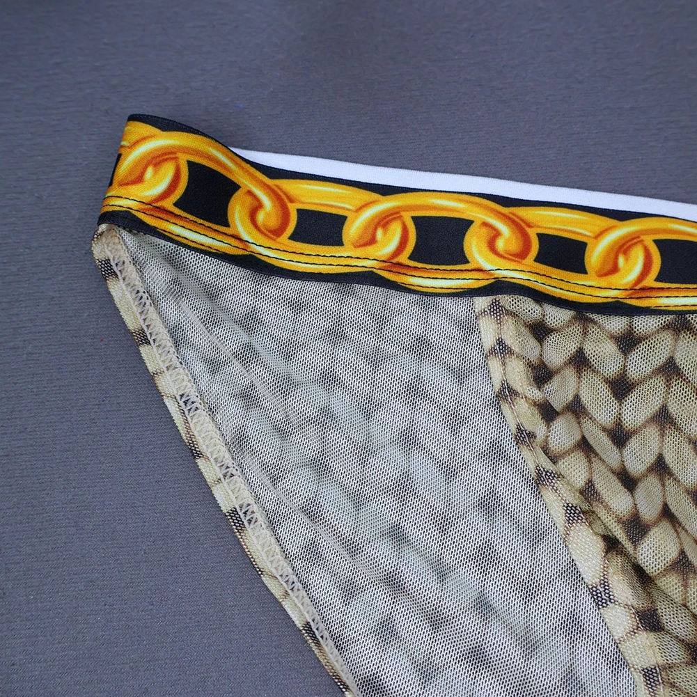 

3D Printed Fashion Men's Underwear Breathable Mesh Panties Bulge Pouch See Through Low Waist High Fork Briefs