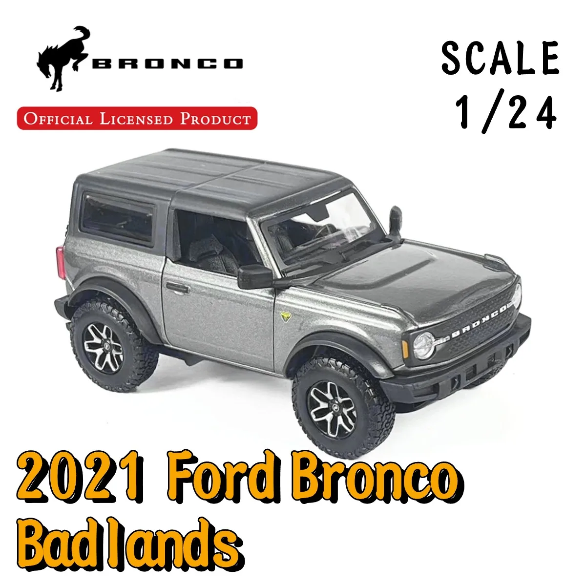 

1:24 2021 Ford Bronco Badlands Replica Car Model Official Licensed Scale Diecast Vehicle Miniature Art Kid Boy Xmas Gift Toy