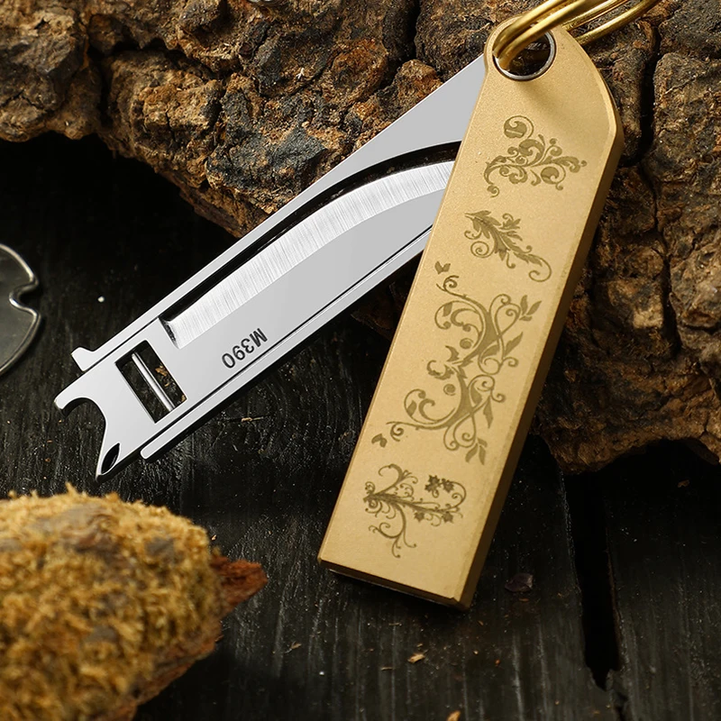 Brass Mini Knife Multi functional Folding Knife New Flipping Knife Keychain Knife Hanging Accessories Portable and Express Deliv