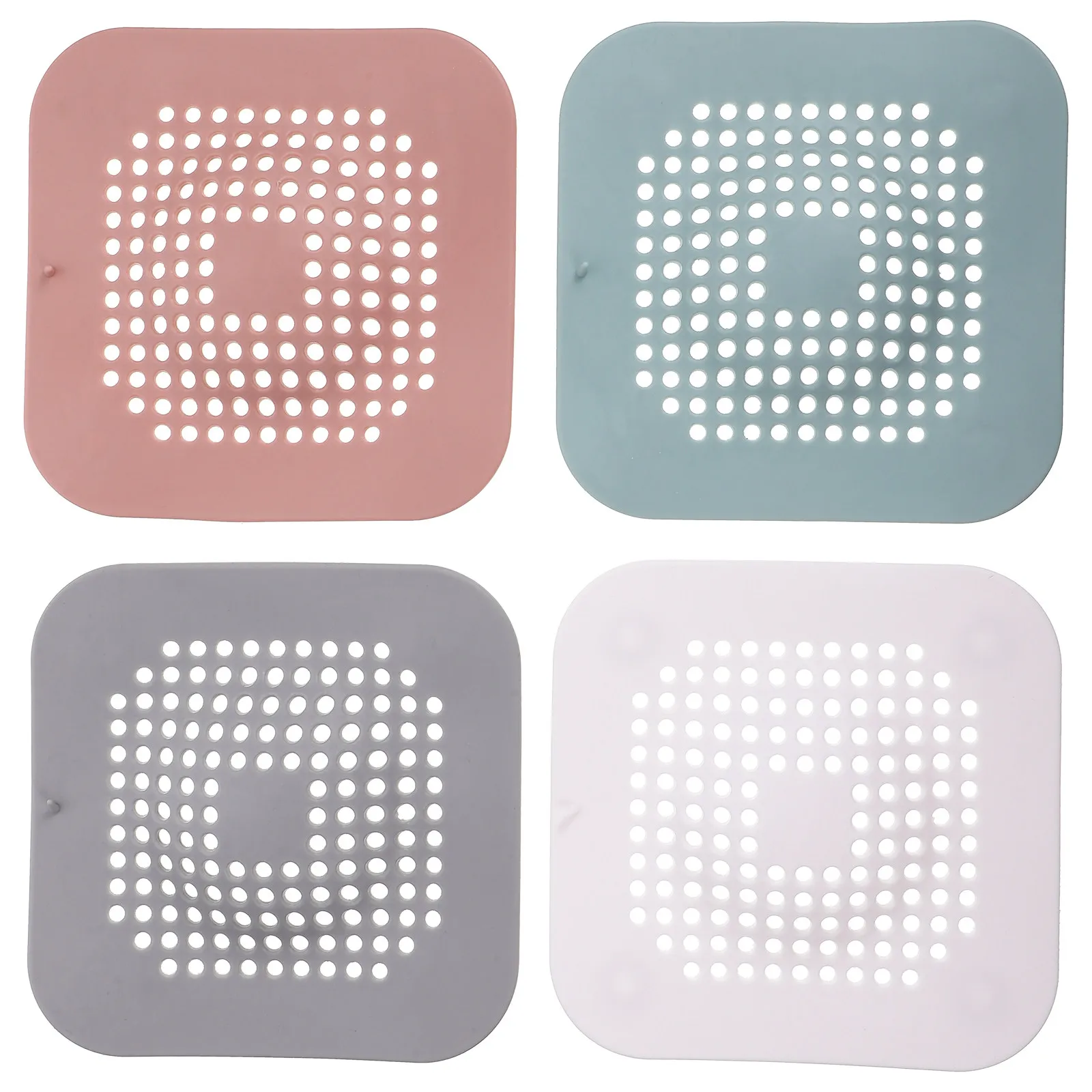 

4Pcs Thickened Tpr Floor Drain Cover Sink Filter Cover Kitchen Bathroom Drain Stopper Non-Slip Odorless Fine Mesh Debris Blocker