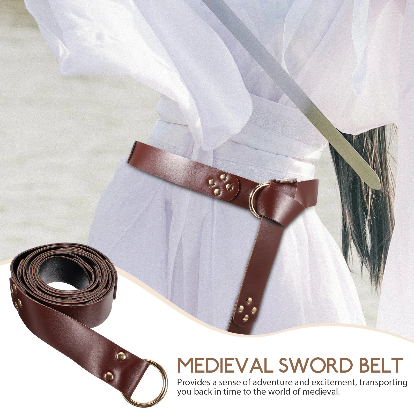 

Retro Medieval Sword 240cm Brown Adjustable Waist Belt Renaissance Costume Accessories Viking Knight Decorative Belt