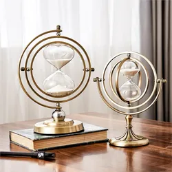 Nordic Hour Glass Rotating Sand Hourglass Vintage Home Decor Globe Ornaments Sand Clock Sandglass Timer Living Room Decor Gift