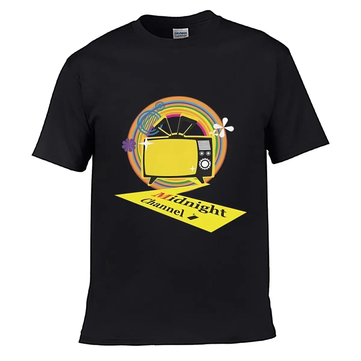 Midnight Channel Retro TV Rainbow Loose Vintage Distressed Washed Casual Tee