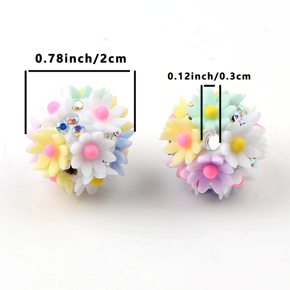 5pcs Hand-paint Multicolor flower round flower ball acrylic bead for DIY Necklace Bracelet Accessory Material Art Craft Supplies