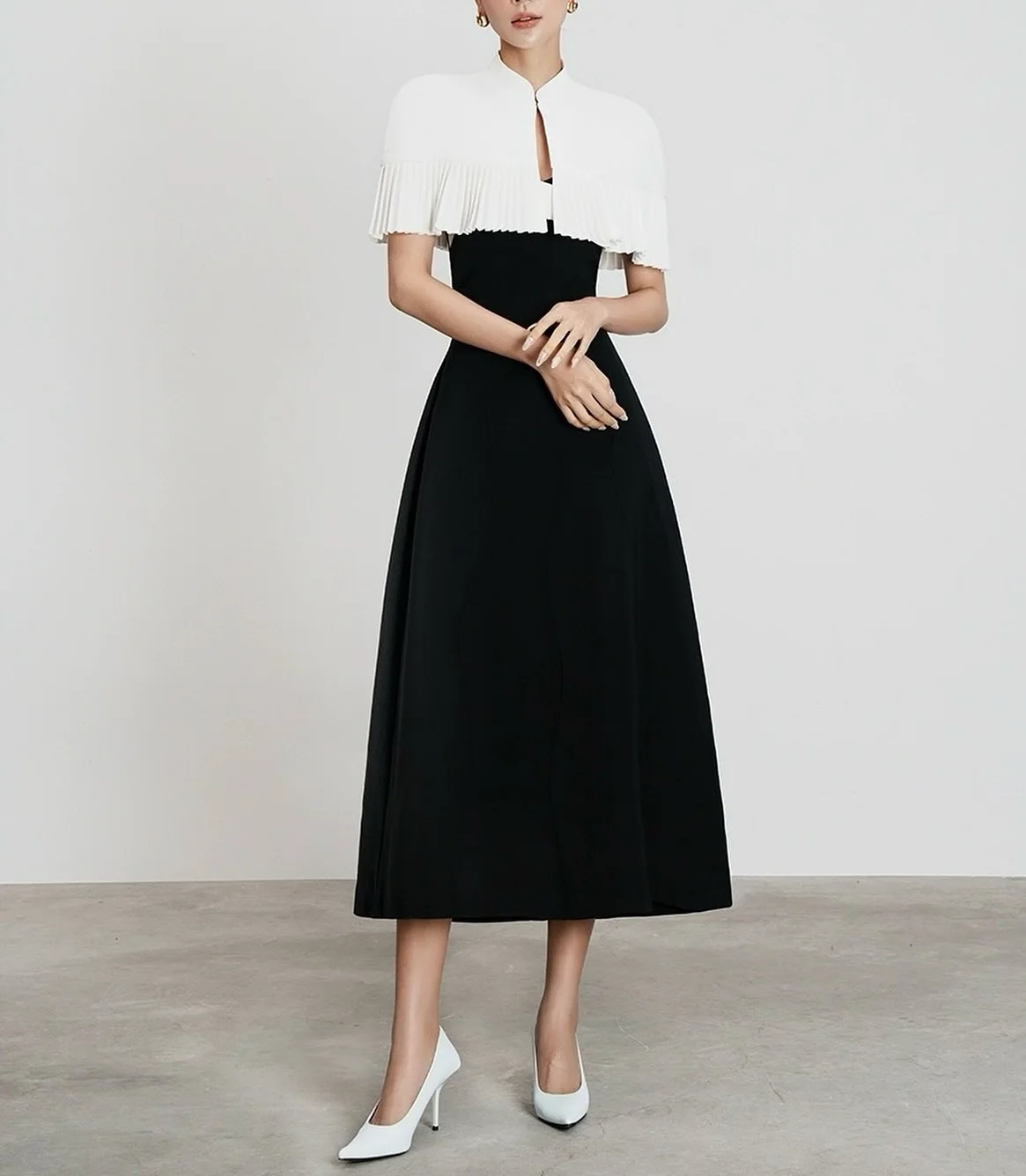 

Customized Graceful Jersey A-Line Evening Dress High Quality Short Sleeves High Collar Tea Length فستان سهرة نسائي