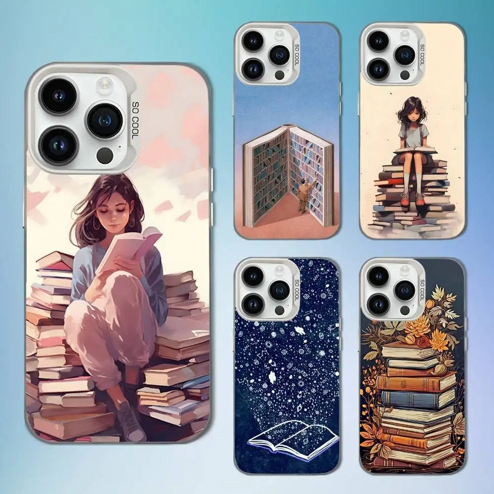 

Read Art illustration Books Phone Case For iPhone 16,15,14,13,12,11,Mini,XS,Pro,SE,MAX White Matte Shockproof Cover