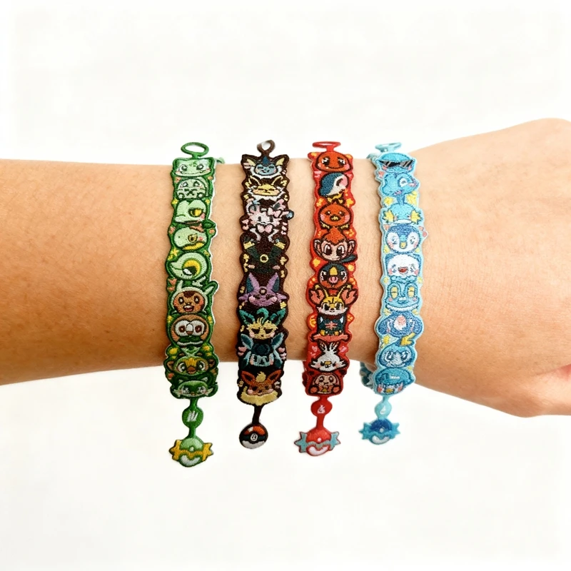 

Anime Themed Embroidered Bracelet Pendant Collectible Toy Charm New Design Featuring Popular Characters Eevee Venusaur Blastoise