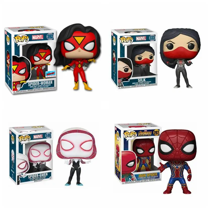 Funko POP-figuras de acción de superhéroes, Spiderman Gwen, Spider-Woman, Spiderman de hierro de seda, vinilo, modelo de colección Peter Parker, Juguetes