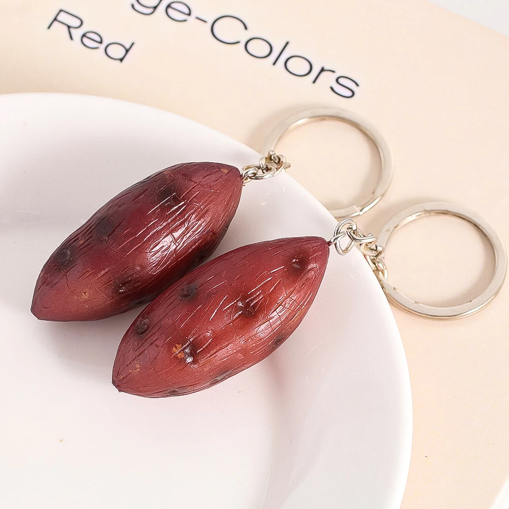 PVC Miniature Imitation Food Purple Sweet Potato Miniature Food Play Model Cute Keychain Pendant Crafts Decoration Accessories