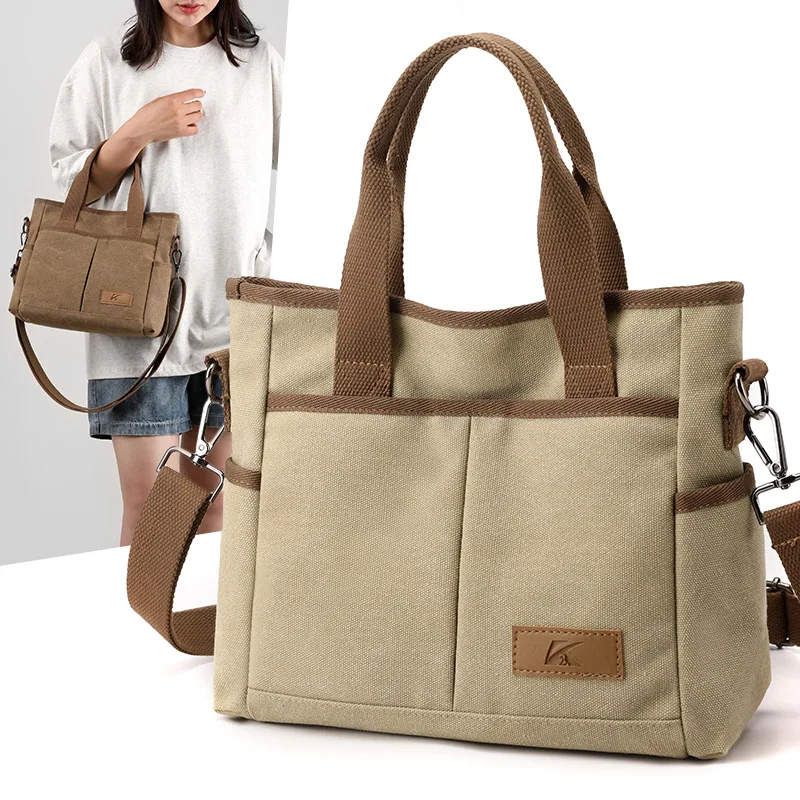 New Casual Canvas Bag Large Capacity Handbag Korean Style Light Luxury Versatile Crossbody Bag Women Commuting Shoulder Bag