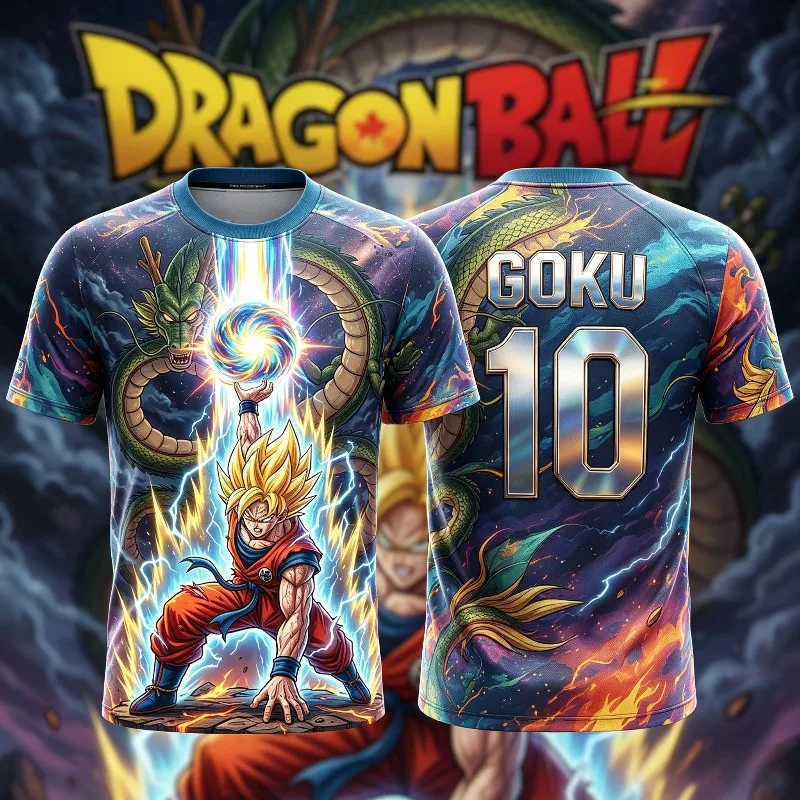 2026 Sommer Japanischer Anime Dragon Ball Z 3D-Gedrucktes Goku Gelbes Dragon Ball T-Shirt Modische Kinder- und Erwachsenen-Cosplay-Oberteile Kleidung