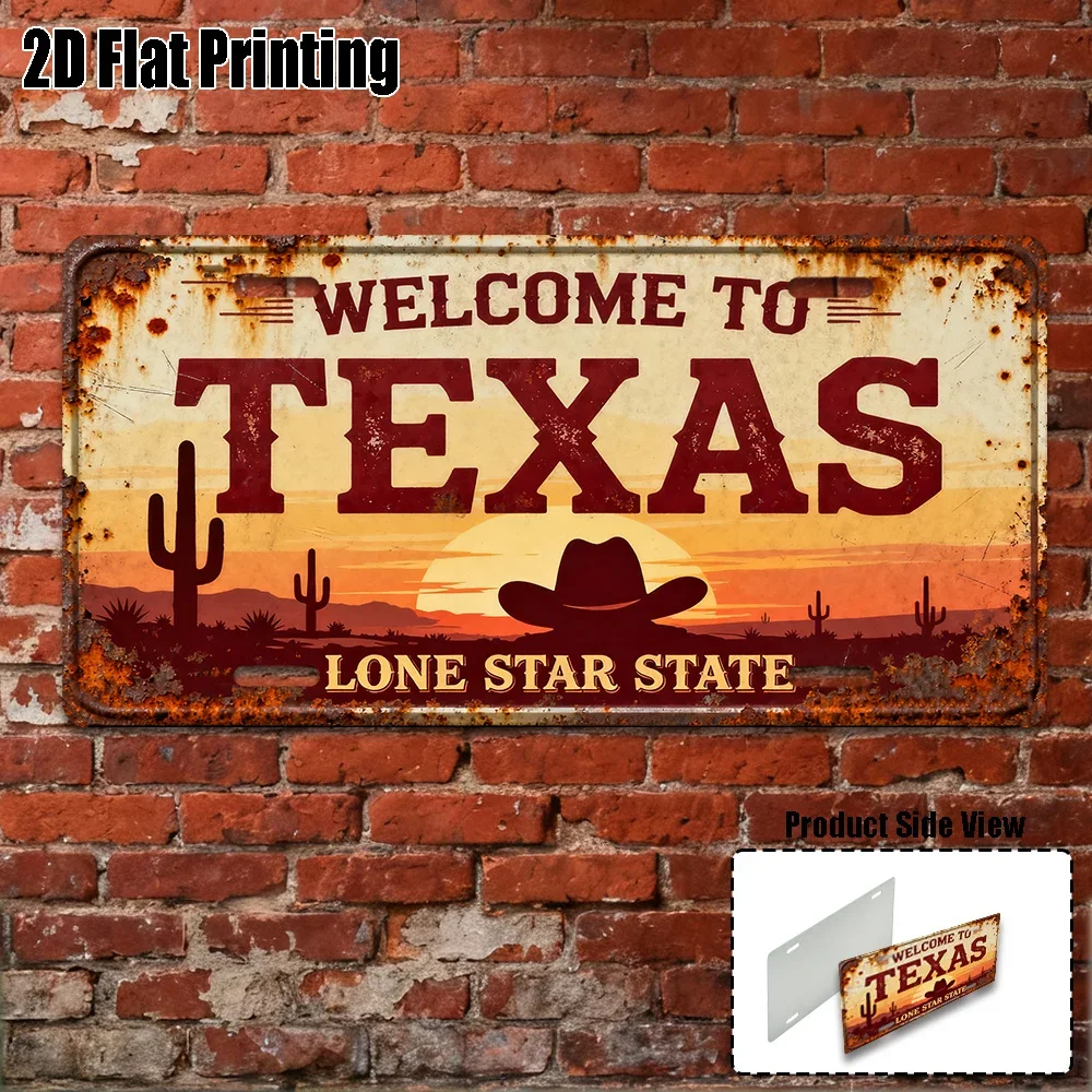 2D Flat, 1pc, Vintage Sign, Only for Decoration, Yard Signs & Wall Art Texas Sign, American Western Cowboy Style Decor