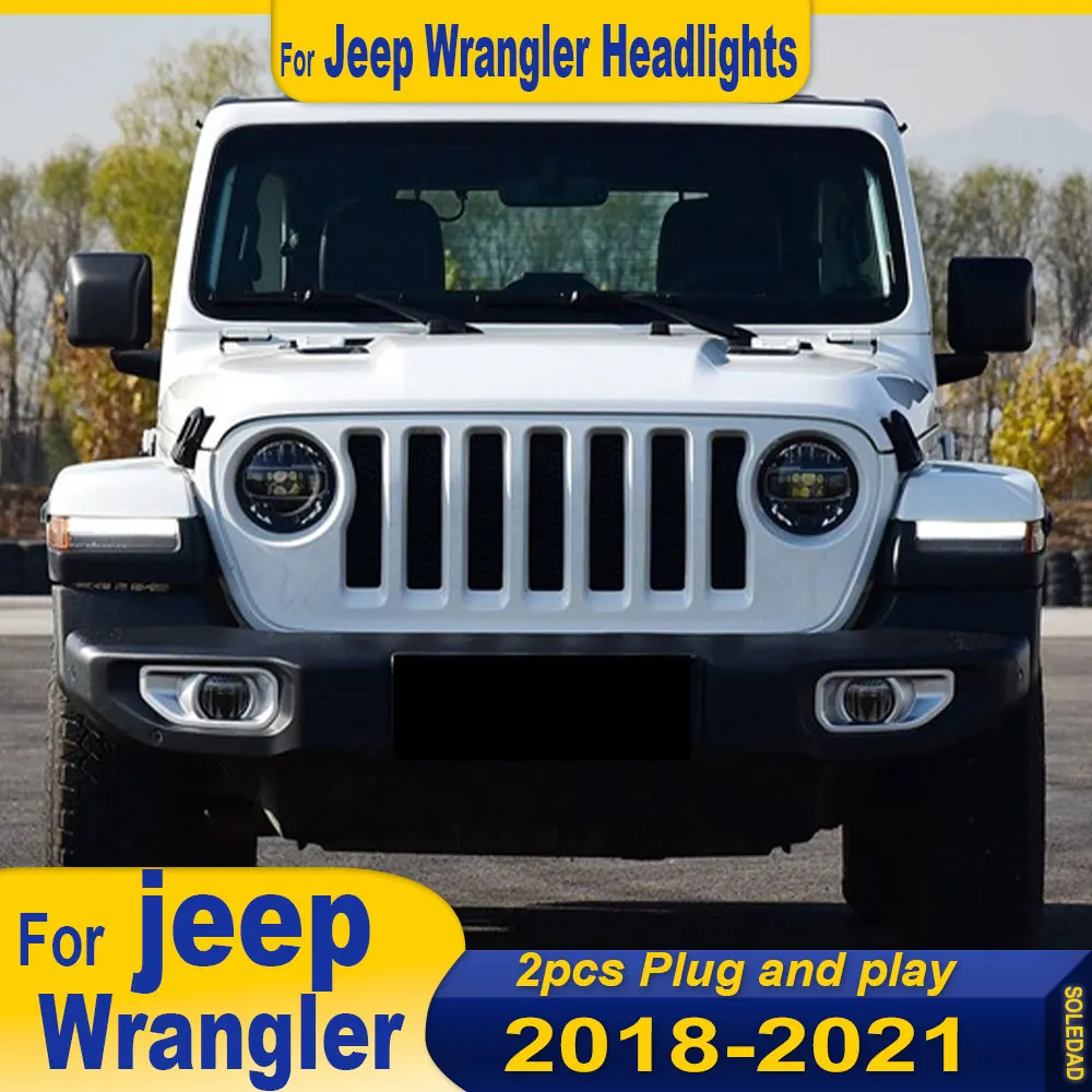 

Автомобильный задний фонарь для Jeep Wrangler 2018-2023, новый стиль, фары, полный светодиодный DRL, динамический сигнальный фонарь, передний фонарь в сборе