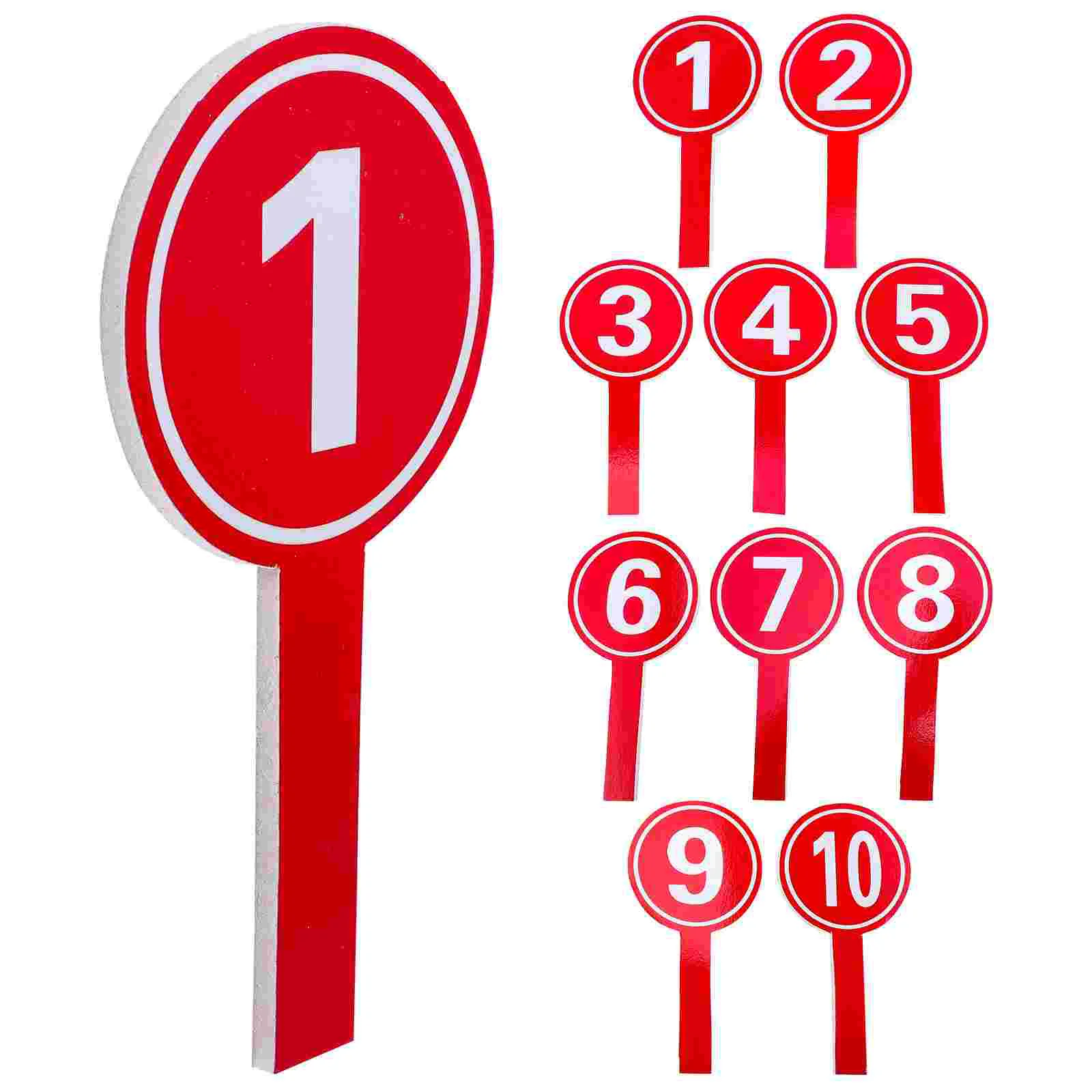 

10 Pcs Handles Holding Number Plate Voting Scoreboards Handheld Red Paddles Student