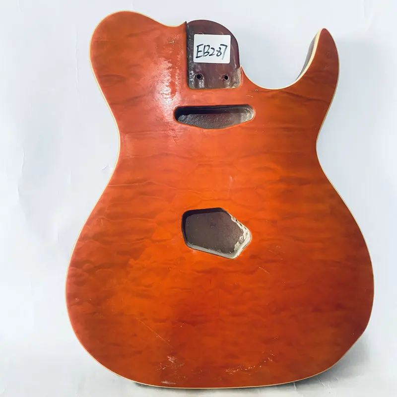 EB287  Orange Color Quilted Maple+Solid Redwood Custom Tele Electric Guitar Body for TL Guitar Replace DIY Guitar Parts