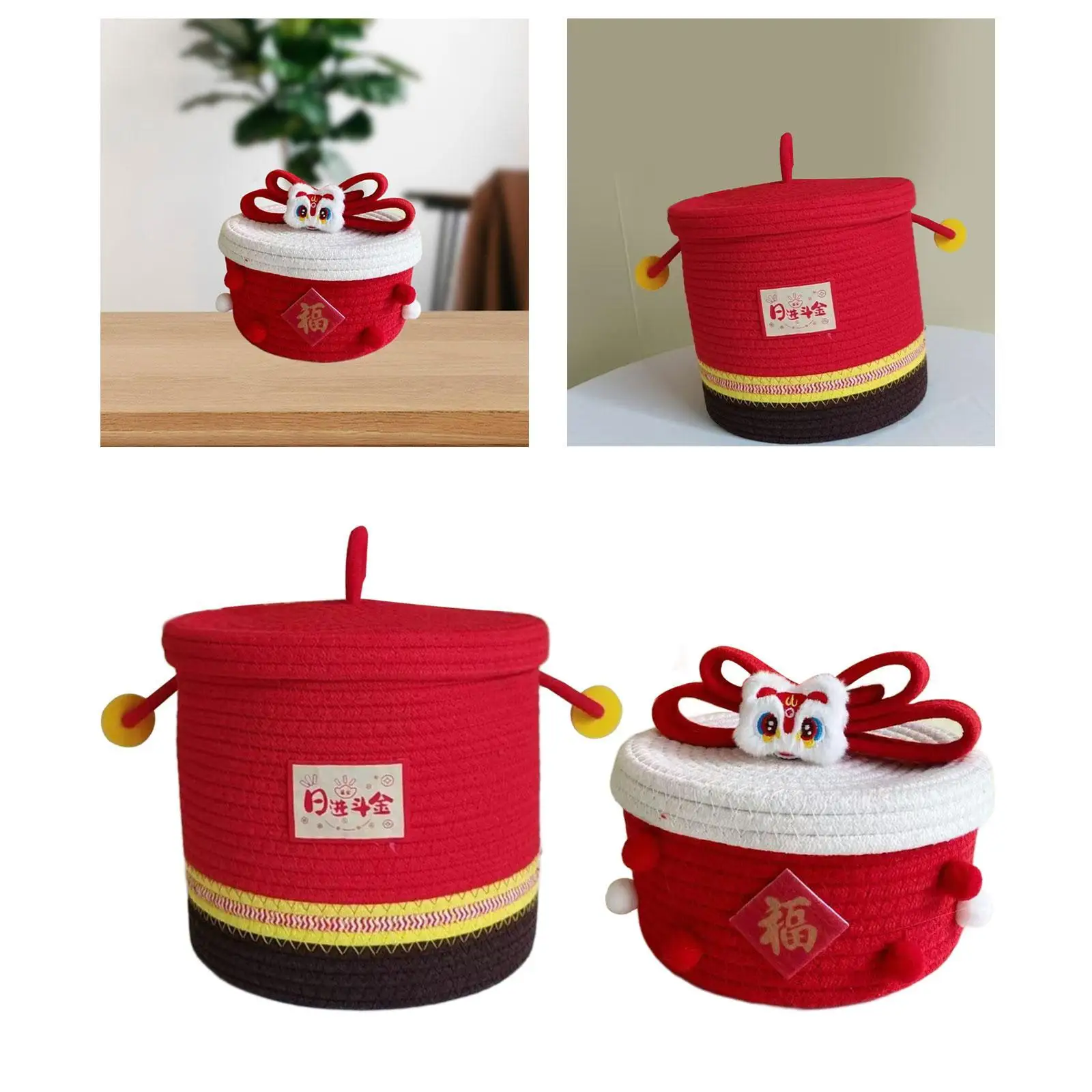 Rope Basket Multipurpose with Lid Decorative Toy Basket for Snacks Yarn Desk