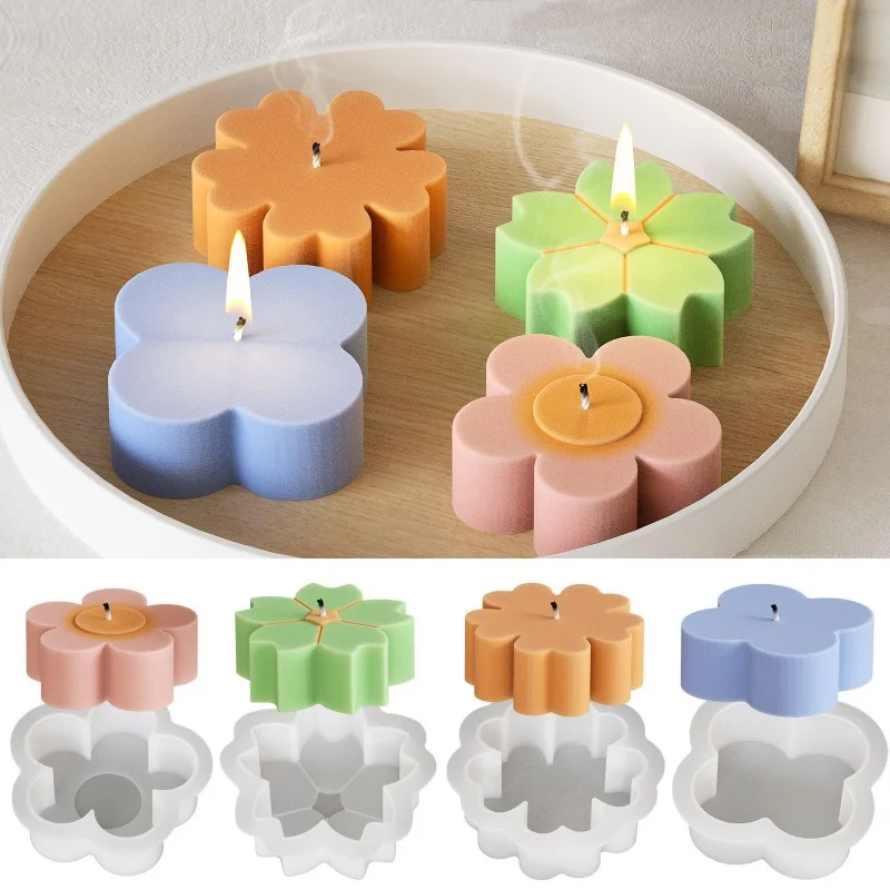 Flower Candle Gypsum Silicone Mold DIY 4 Style Flowers Aromatherapy Soap Epoxy Resin Molds Ice Chocolate Cake Decor Baking Mould